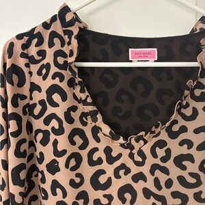 Kate Spade Black and Brown Animal Print Top